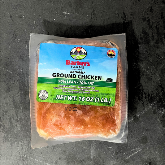 BARBER'S FARMS 90% LEAN GROUND CHICKEN FROZEN 18/1 LBS